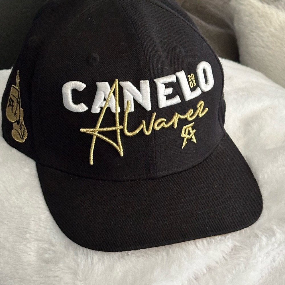 Canelo Alvarez Black Cap SnapBack Lid Mexican Boxer WBC WBA Boxing Hat gold